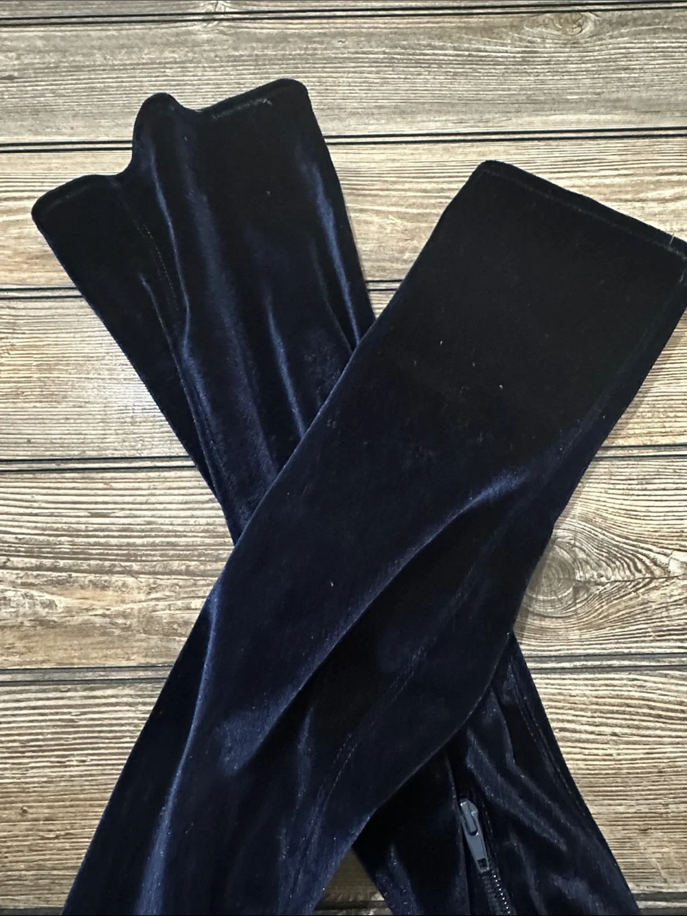 Women's Over-the-Knee Velvet Block Heel Boots - Blue Madden Girl